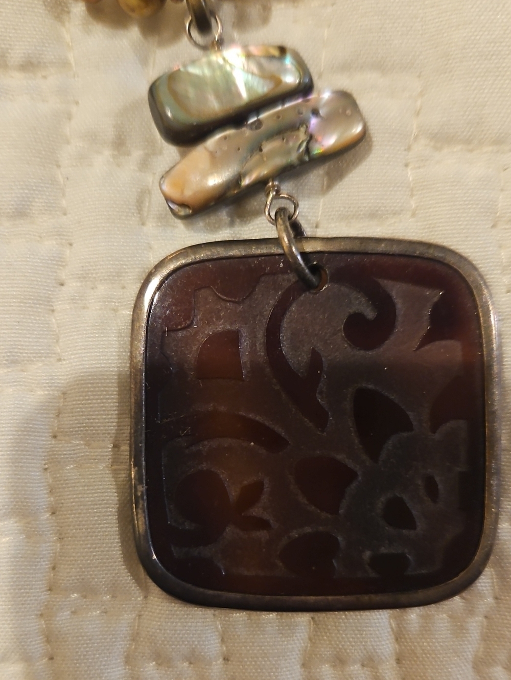 Silpada brown Shell Pendant Necklace with Metallic Beads - Picture 4 of 4
